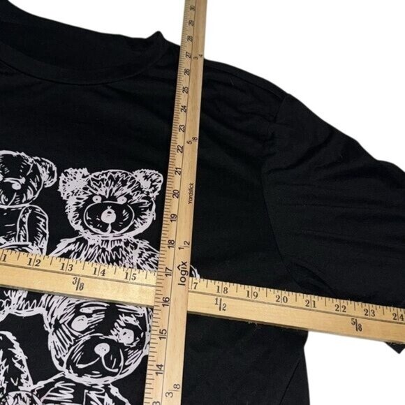 Black Shein Graphic T-Shirt With White Teddy Bear Design - Picture 5 of 6
